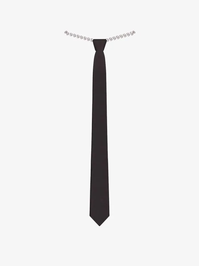 Tie With Chain In Silk Black Men Givenchy Scarves and Ties
