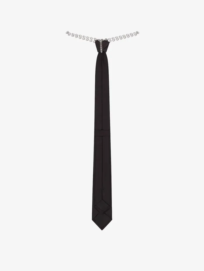 Tie With Chain In Silk Black Men Givenchy Scarves and Ties