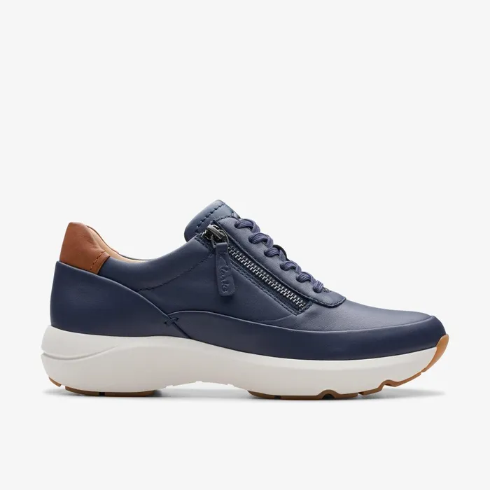 Tivoli Zip Navy Leather Women Clarks Sneakers