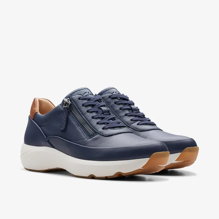 Tivoli Zip Navy Leather Women Clarks Sneakers