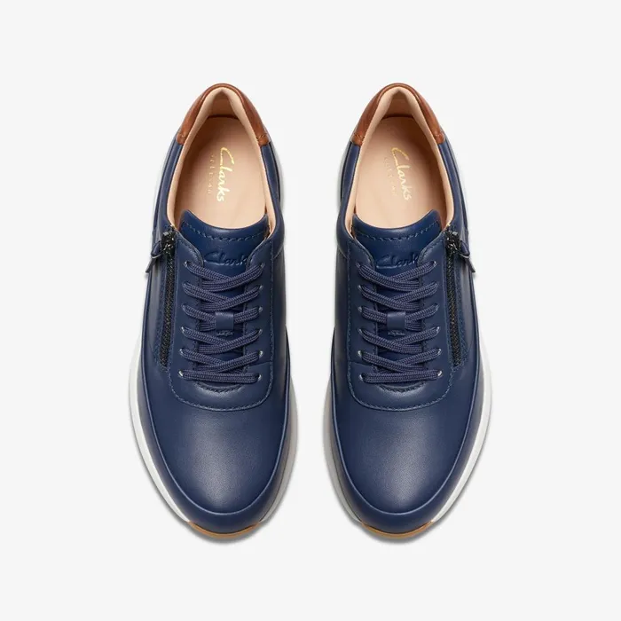 Tivoli Zip Navy Leather Women Clarks Sneakers