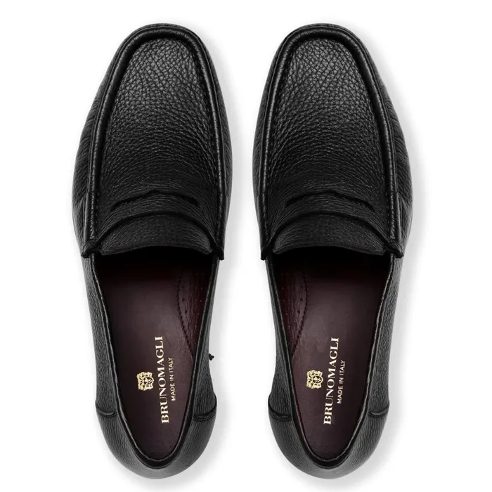 Tonio Slip On Loafer Black Cervo Leather Men Bruno Magli Loafers and Slipons