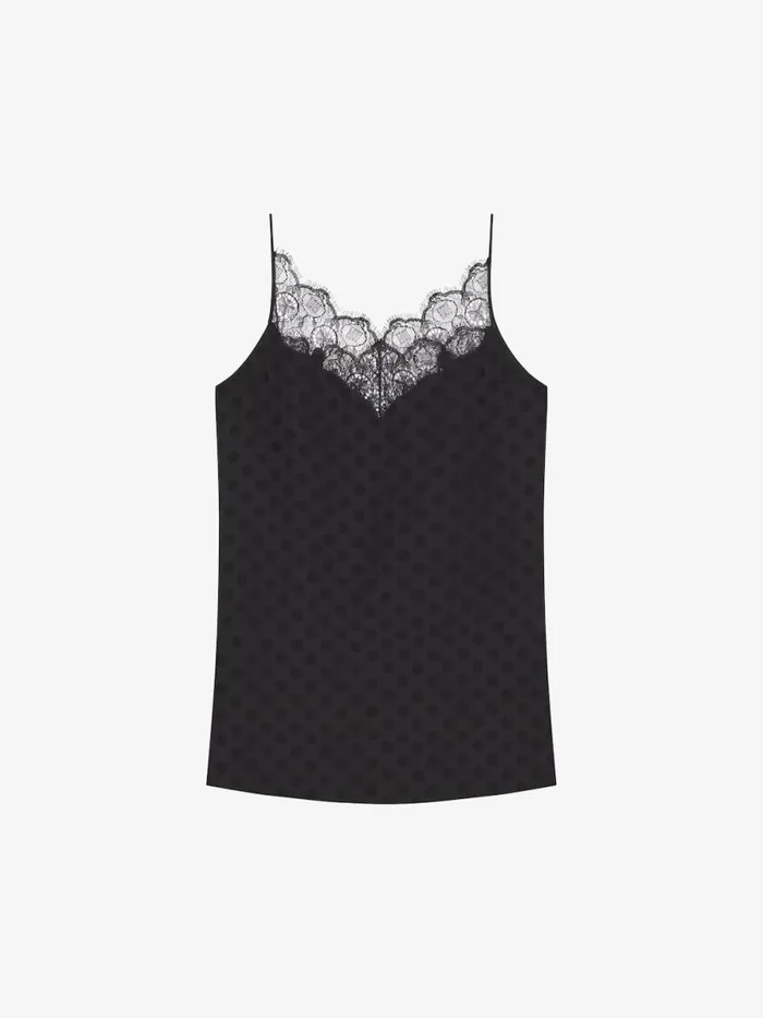 Top In Polka Dots Jacquard And Lace Black Women Givenchy Tops and Shirts
