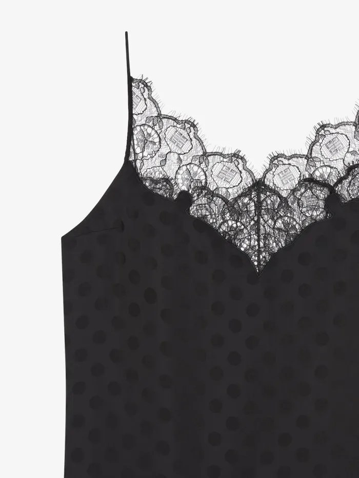 Top In Polka Dots Jacquard And Lace Black Women Givenchy Tops and Shirts