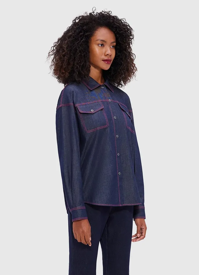Tops and Shirts Women LEO LIN Dione Denim Shirt 8211 Indigo