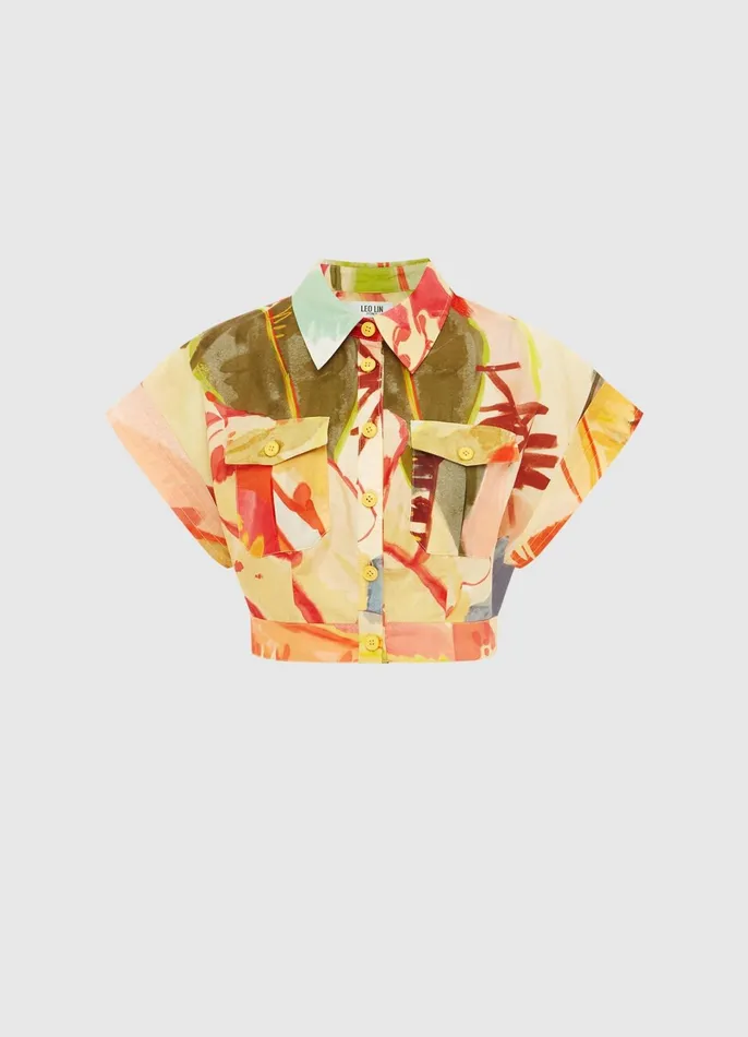 Tops and Shirts Women LEO LIN Kalle Pocket Shirt Top 8211 Rainforest Print