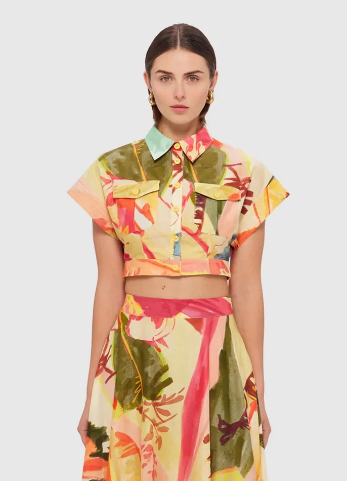 Tops and Shirts Women LEO LIN Kalle Pocket Shirt Top 8211 Rainforest Print