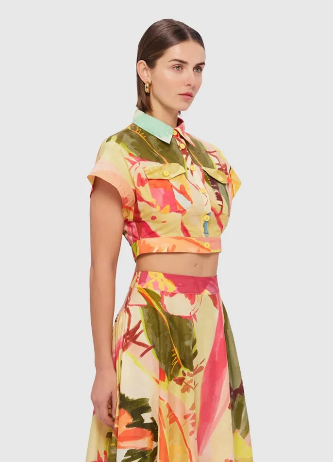 Tops and Shirts Women LEO LIN Kalle Pocket Shirt Top 8211 Rainforest Print