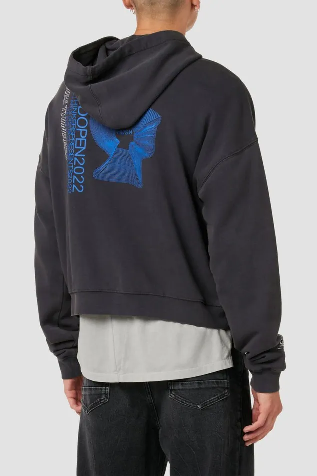 Tops and Sweaters Men Hudson Jeans Crop Hoodie Ink