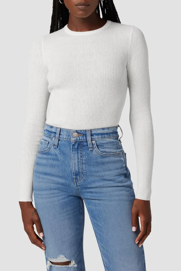 Tops and Sweaters Women Hudson Jeans Back Keyhole Sweater Laser White