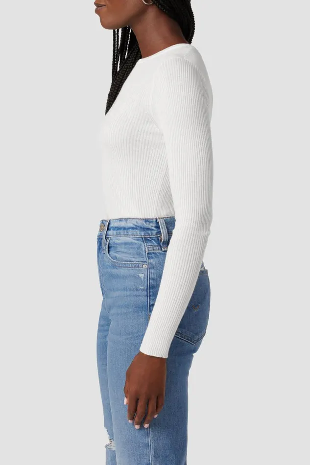 Tops and Sweaters Women Hudson Jeans Back Keyhole Sweater Laser White