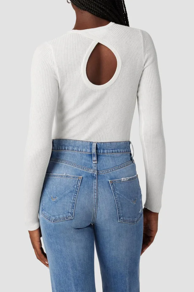 Tops and Sweaters Women Hudson Jeans Back Keyhole Sweater Laser White