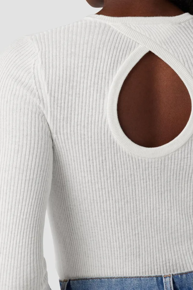 Tops and Sweaters Women Hudson Jeans Back Keyhole Sweater Laser White