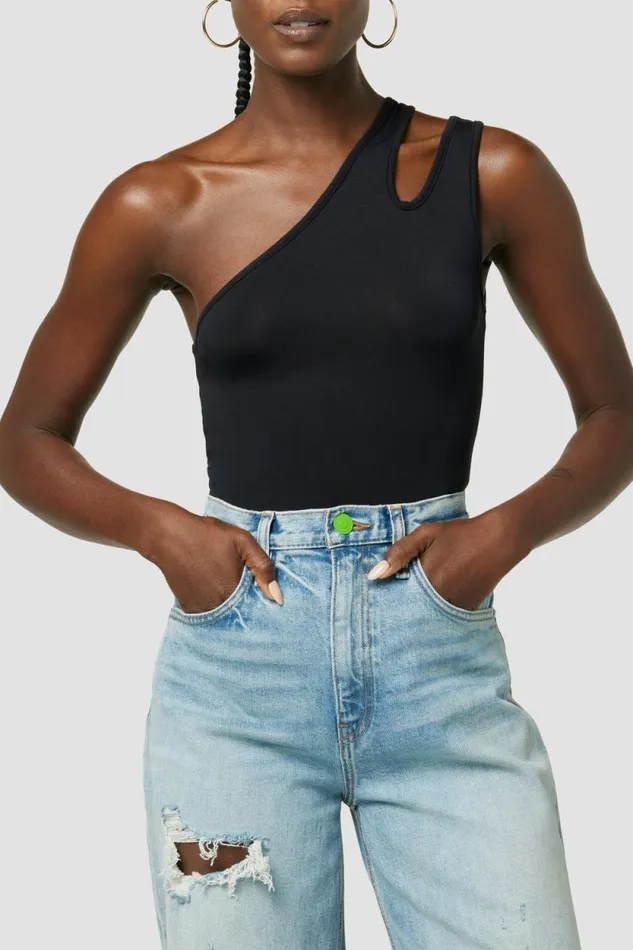 Tops and Sweaters Women Hudson Jeans Hudson X Zoe Costello Asymmetrical Bodysuit Black