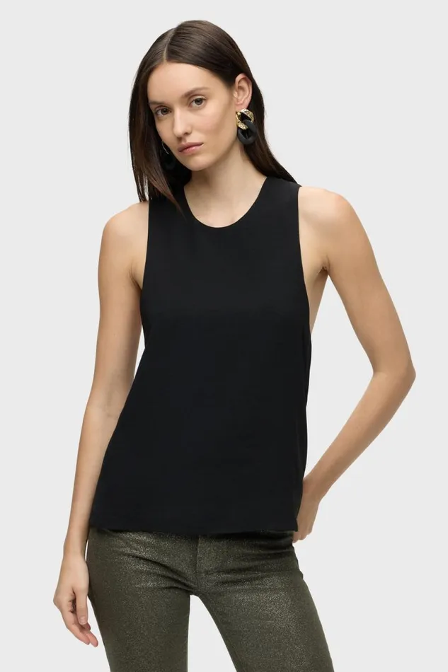 Tops and Sweaters Women Hudson Jeans Twist Back Woven Tank Black