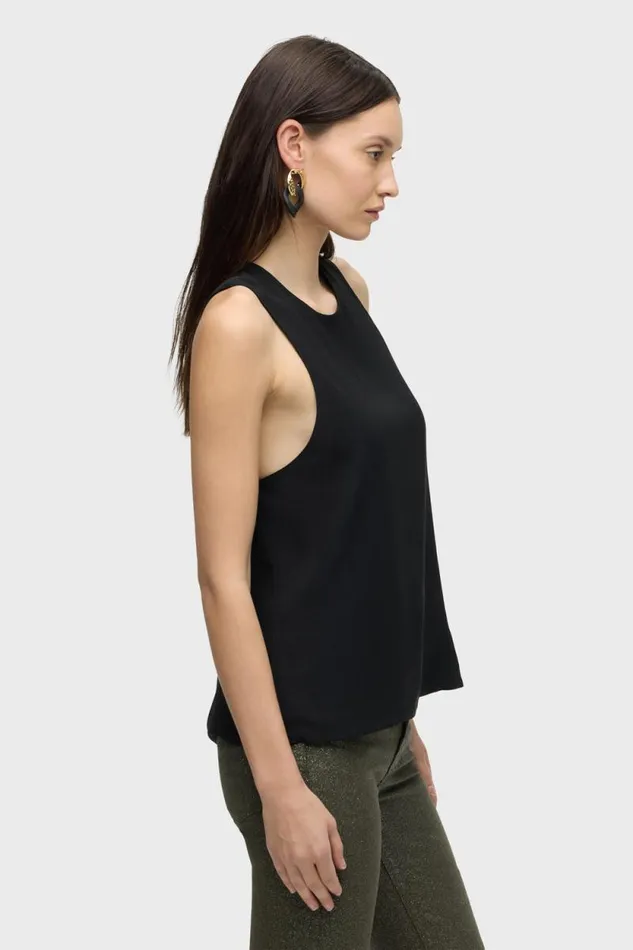 Tops and Sweaters Women Hudson Jeans Twist Back Woven Tank Black
