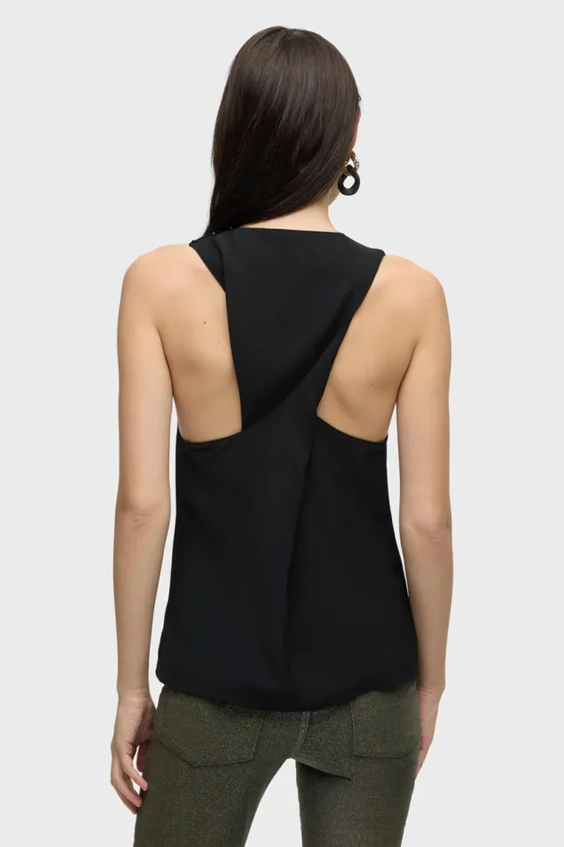 Tops and Sweaters Women Hudson Jeans Twist Back Woven Tank Black