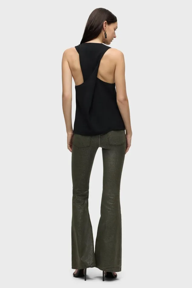 Tops and Sweaters Women Hudson Jeans Twist Back Woven Tank Black