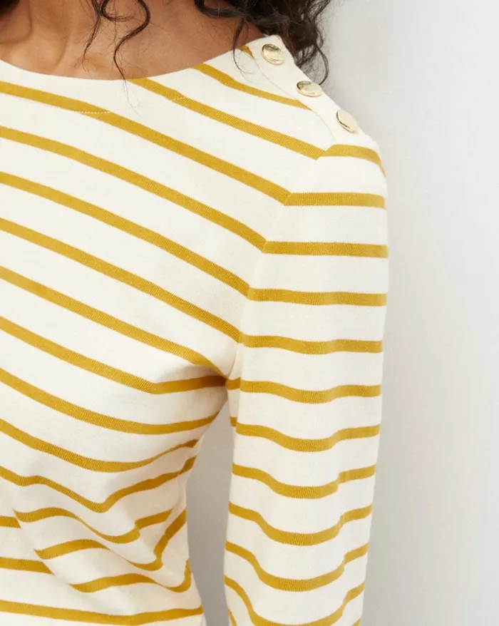 Tops and Tees Shop Veronica Beard Hovey Striped Top Saffronoffwhite