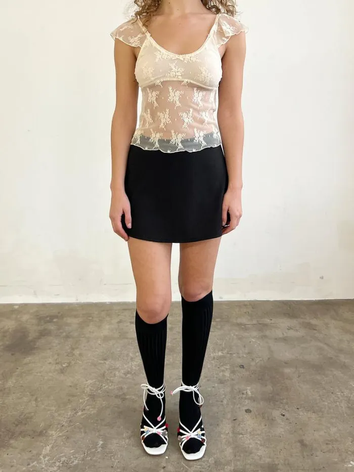 Tops Shop Lisa Says Gah Floral Lace Flutter Sleeve Top