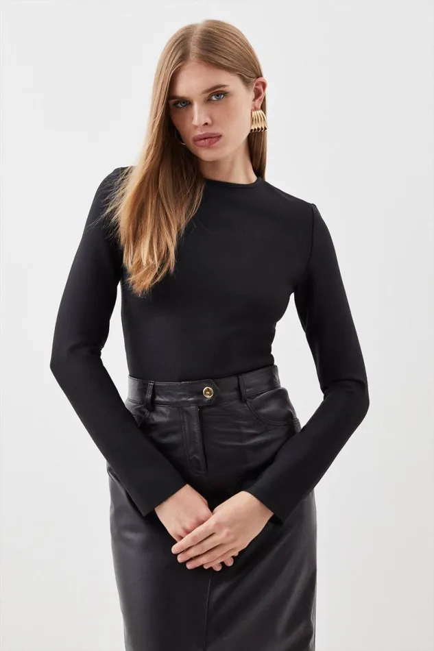 Tops Women Karen Millen Bandage Figure Form Knit Top Black
