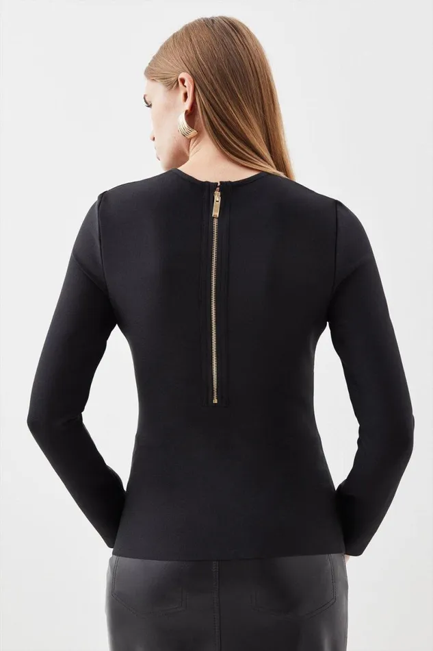 Tops Women Karen Millen Bandage Figure Form Knit Top Black