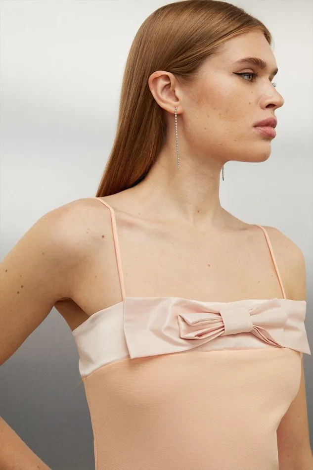 Tops Women Karen Millen Figure Form Bandage Bow Detail Knit Cami Peach