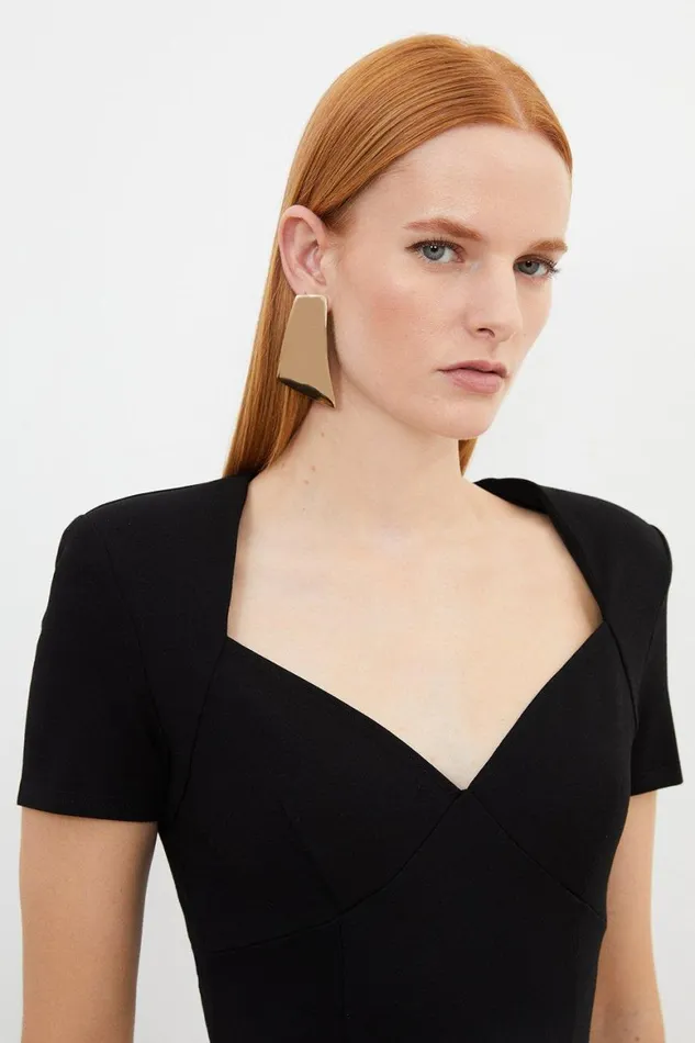 Tops Women Karen Millen Ponte Short Sleeve Bodysuit Black