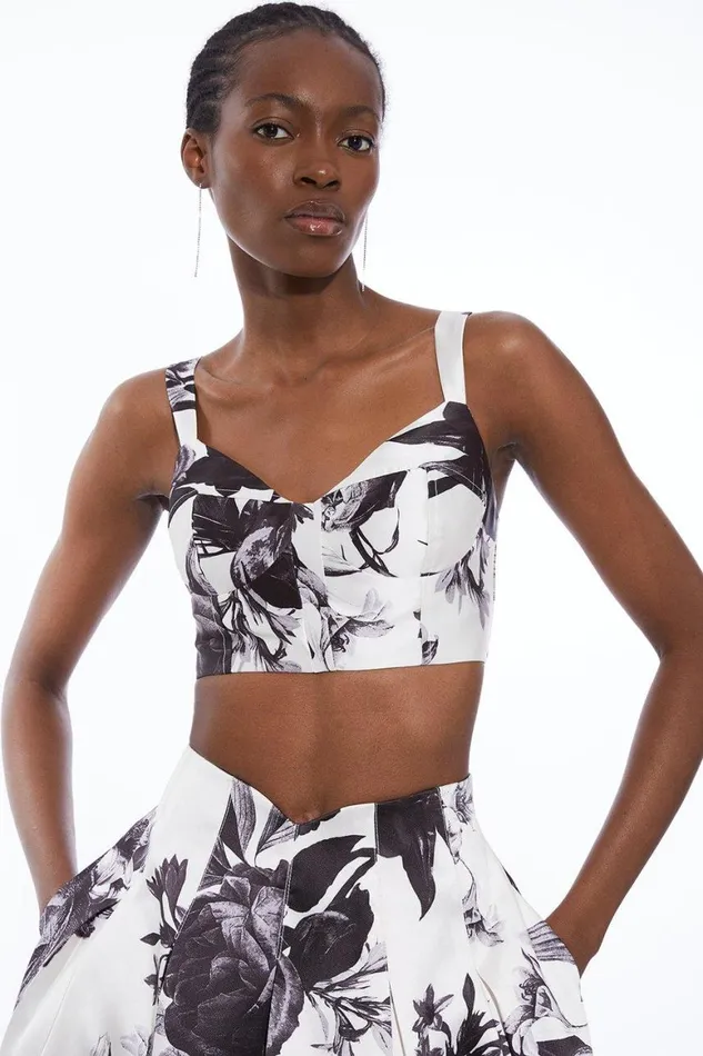 Tops Women Karen Millen Rose Twill Corset Top Floral