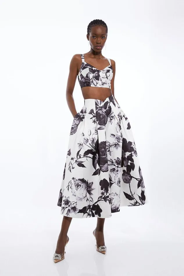 Tops Women Karen Millen Rose Twill Corset Top Floral