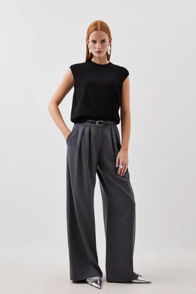 Tops Women Karen Millen Viscose Blend Knit Vest Black