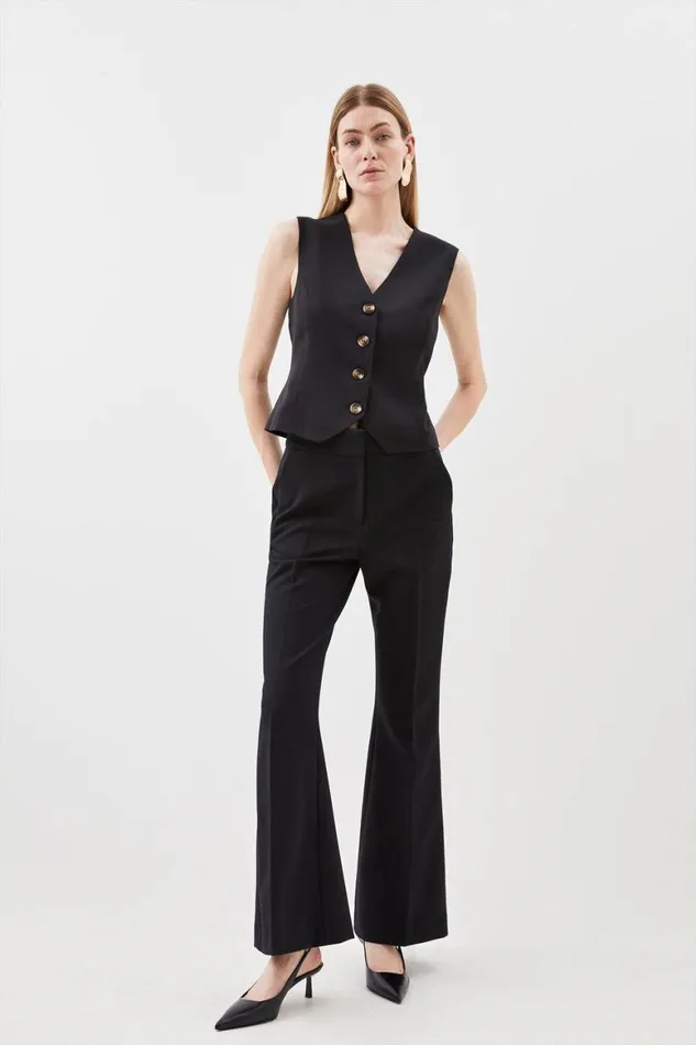 Trousers Women Karen Millen Clean Tailored High Waist Wide Leg Trouser Black