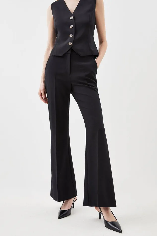 Trousers Women Karen Millen Clean Tailored High Waist Wide Leg Trouser Black
