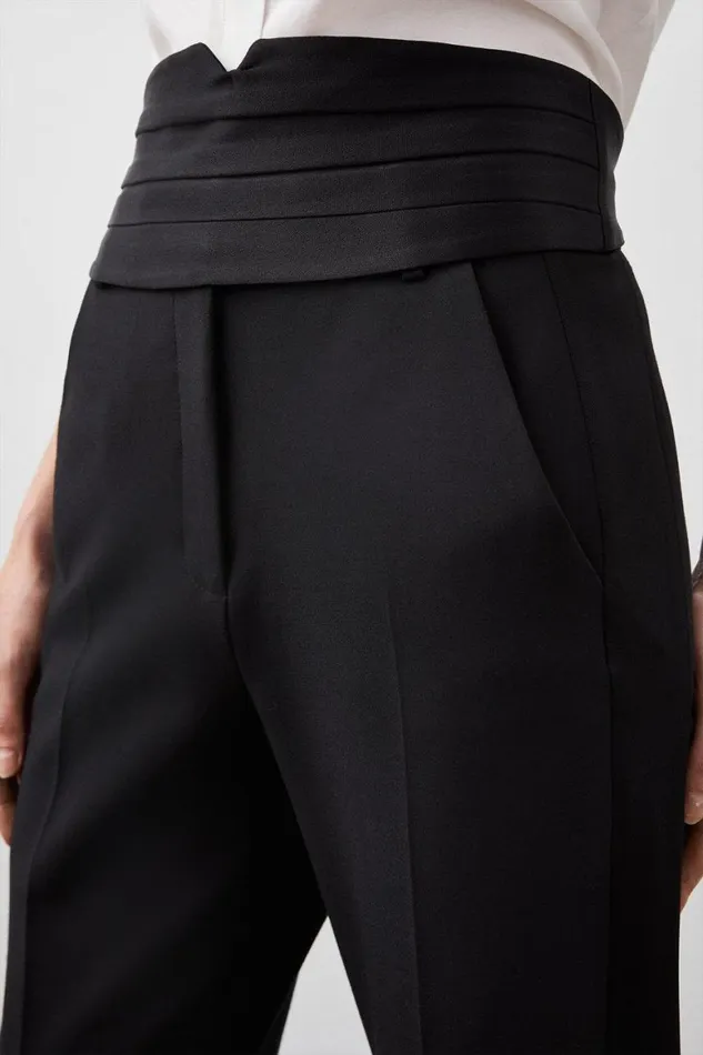 Trousers Women Karen Millen Compact Stretch Satin Side Slim Leg Tailored Trouser Black