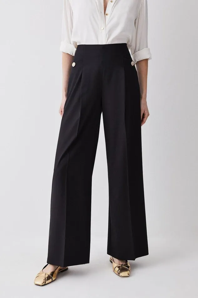 Trousers Women Karen Millen Polished High Waist Dart Detail Trousers Black
