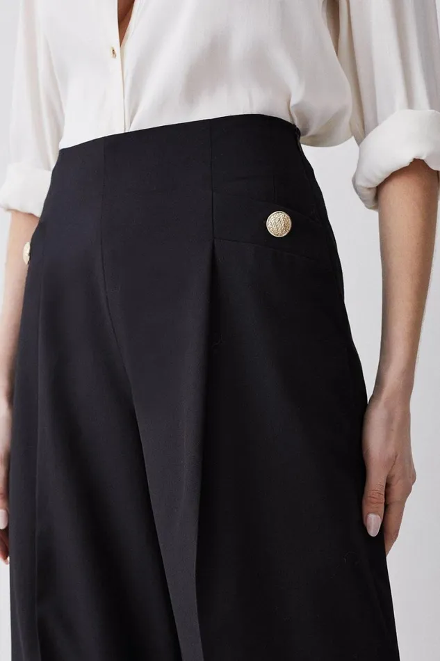 Trousers Women Karen Millen Polished High Waist Dart Detail Trousers Black