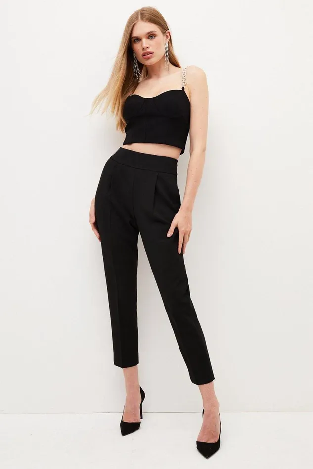 Trousers Women Karen Millen Tall Compact Stretch Slim Leg Trouser Black