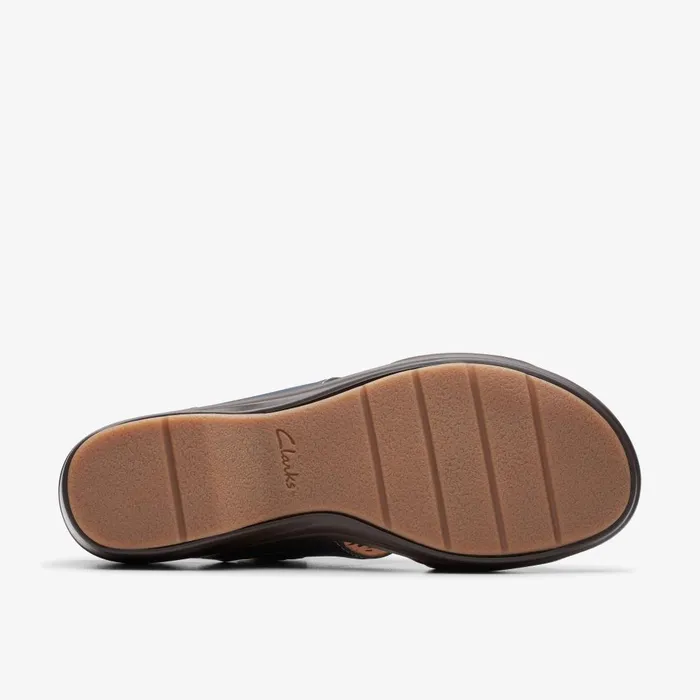 Tuleah Sun Navy Leather Women Clarks Sandals and Flip Flops