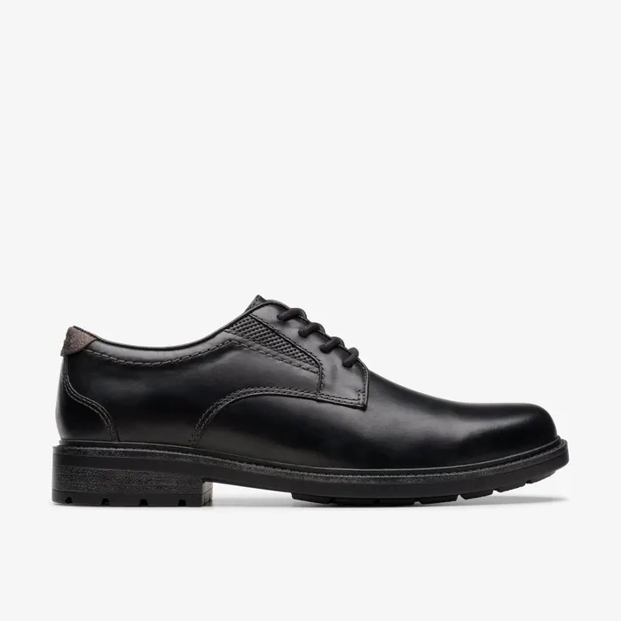 Un Shire Low Black Leather Men Clarks Casual Dress Shoes