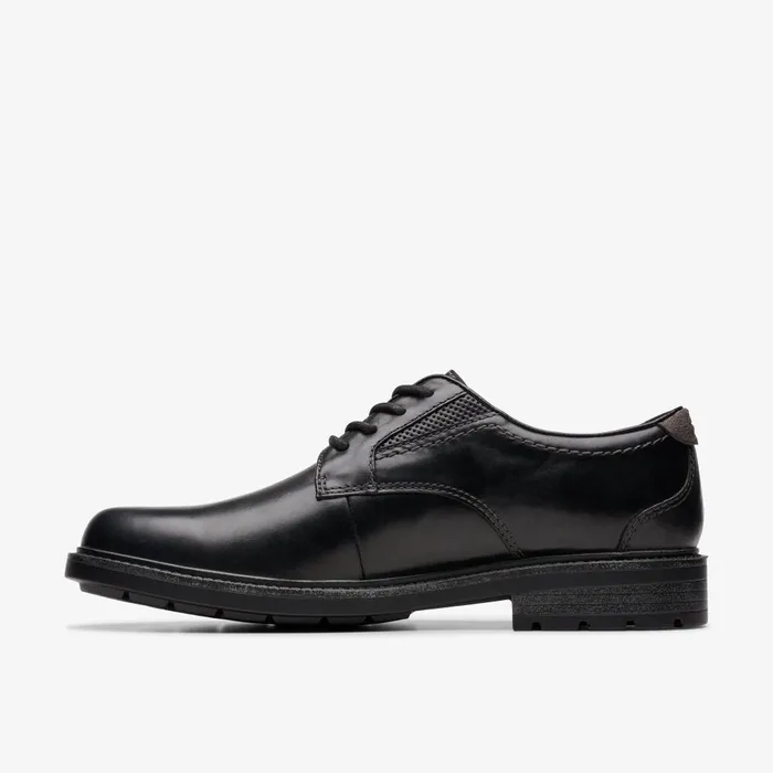 Un Shire Low Black Leather Men Clarks Casual Dress Shoes
