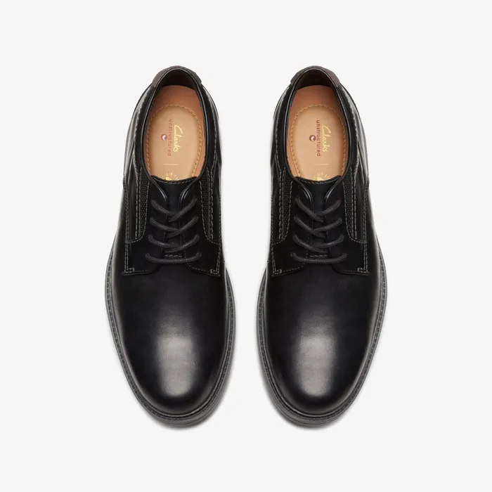 Un Shire Low Black Leather Men Clarks Casual Dress Shoes