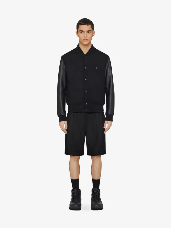 Varsity Jacket In Wool And Leather With 4g Detail Black Men Givenchy Coats and Jackets Varsity Jacket In Wool And Leather With 4g Detail Black Men Givenchy Coats and Jackets