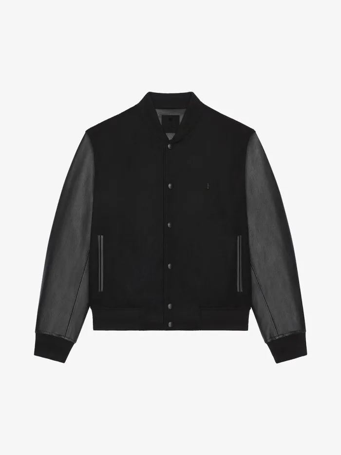 Varsity Jacket In Wool And Leather With 4g Detail Black Men Givenchy Coats and Jackets