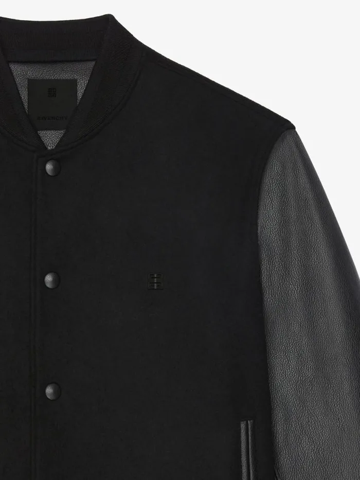 Varsity Jacket In Wool And Leather With 4g Detail Black Men Givenchy Coats and Jackets