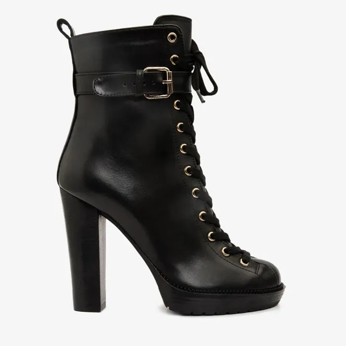 Vinci Leather Boots and Booties The Estrada Black Leather LaceUp Platform Heel Mid Calf Boot 8211 Women Vinci Leather Boots and Booties The Estrada Black Leather LaceUp Platform Heel Mid Calf Boot 8211 Women