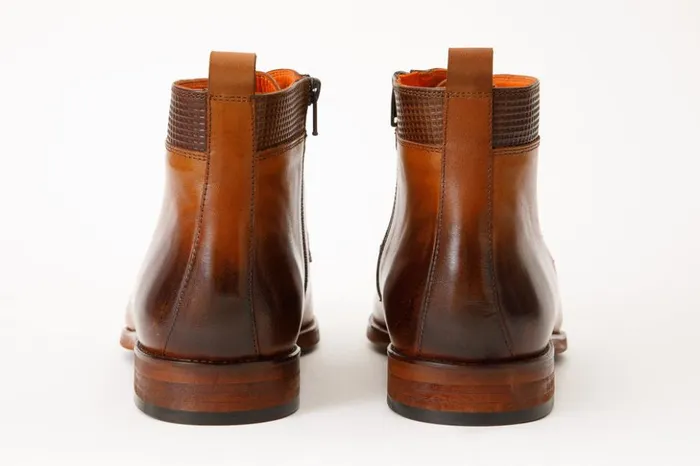 Vinci Leather Boots The Romto Tan Leather Derby LaceUp Boot With A Zipper 8211 Men