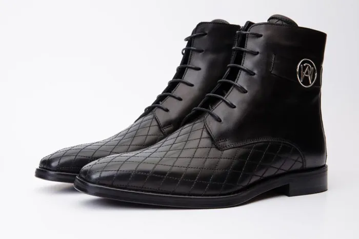 Vinci Leather Boots The Zeus Black Leather LaceUp Boot With A Zipper 8211 Men