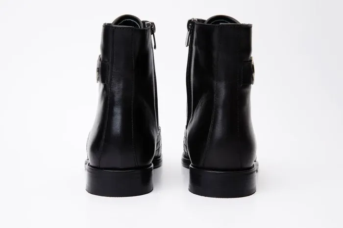 Vinci Leather Boots The Zeus Black Leather LaceUp Boot With A Zipper 8211 Men
