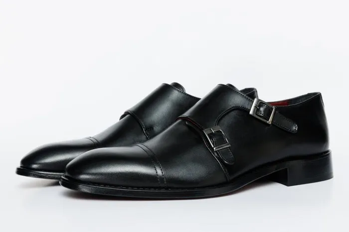 Vinci Leather Dress Shoes The Essen Black Leather Cap Toe Double Monk Strap Shoe 8211 Men