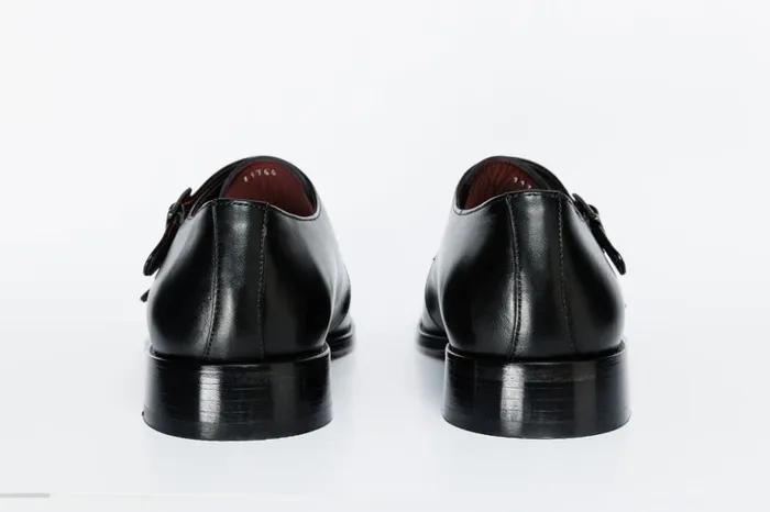 Vinci Leather Dress Shoes The Essen Black Leather Cap Toe Double Monk Strap Shoe 8211 Men